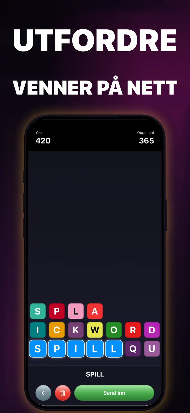 To QuickWords-spillere konkurrerer på like iPhone-brett